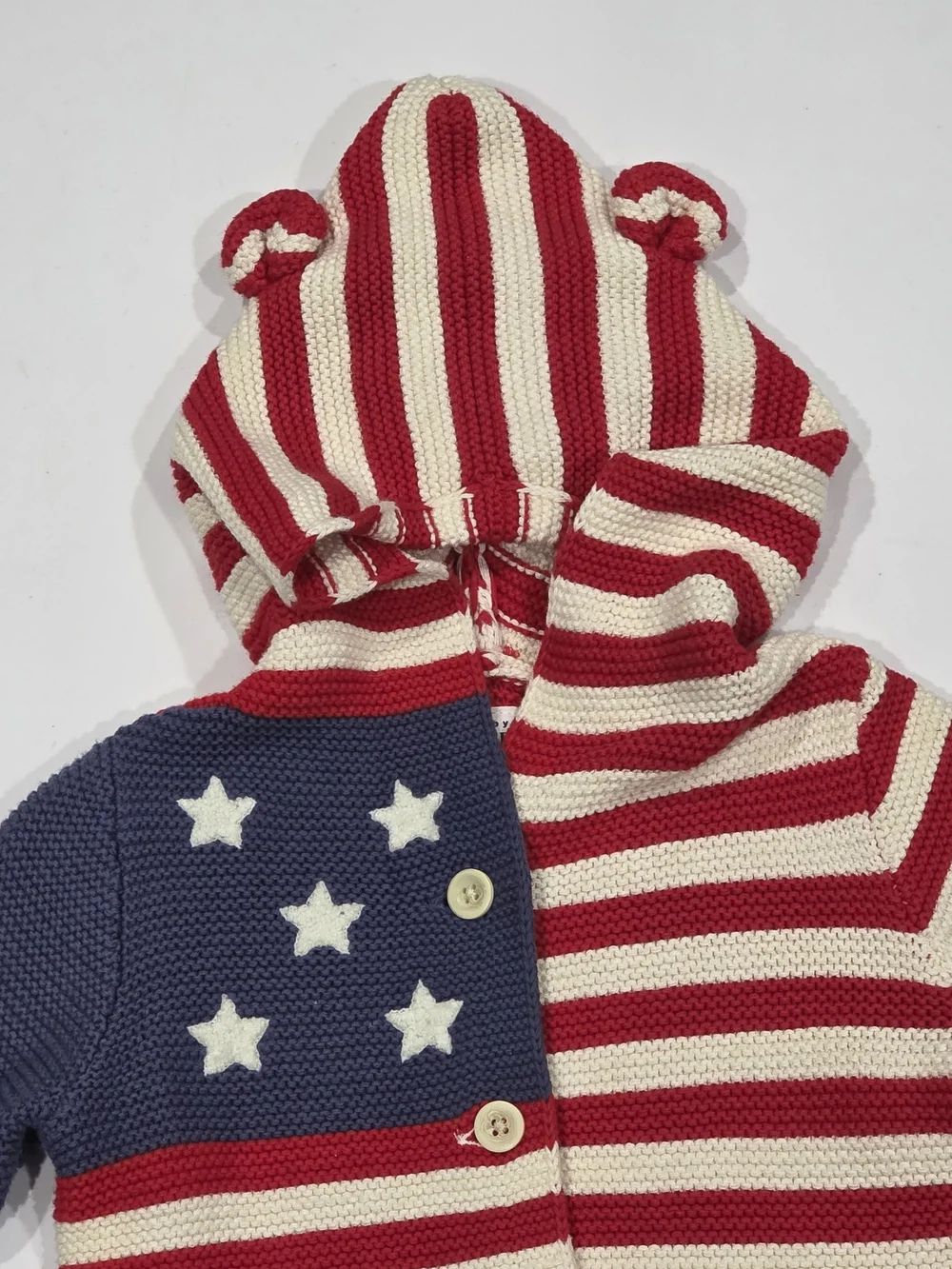 GAP Red White and Blue Striped American Flag Knit Hoodie